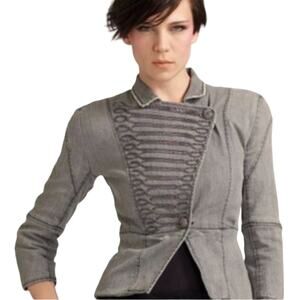 Alice + Olivia MILITARY Jacket Sz S/P Gray Chain Moto London Goth Grunge Fairy